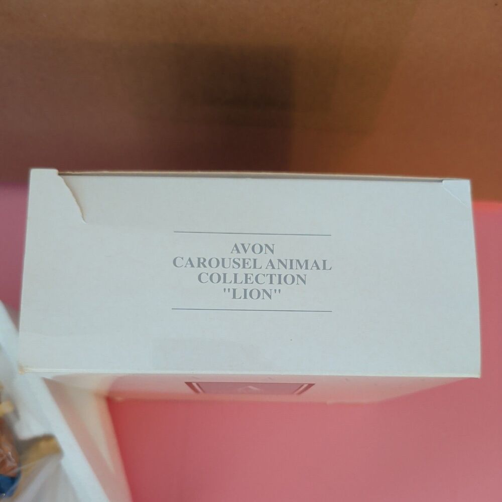 Avon Carousel Animal Collection Lion 5 1/8 Inch High w/ Box  (Box Has Wear)